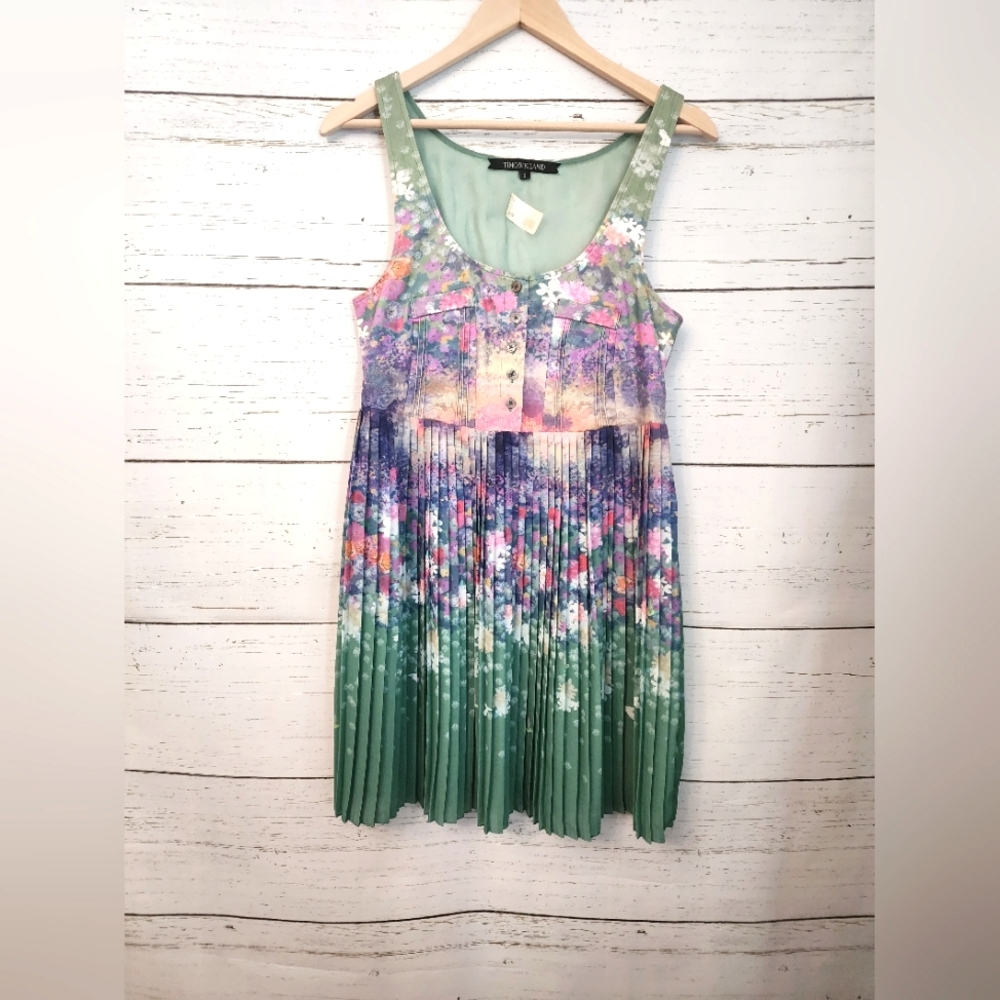 Timo Weiland Womens Size 0 Floral Garden Dress NWOT Green Purple Pink Flowers